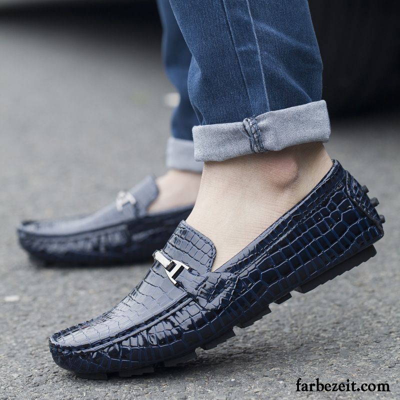 Elegant Schuhe Herren Jugend Faul Allgleiches Sommer Casual England Lederschue Slip-on Schuhe Trend