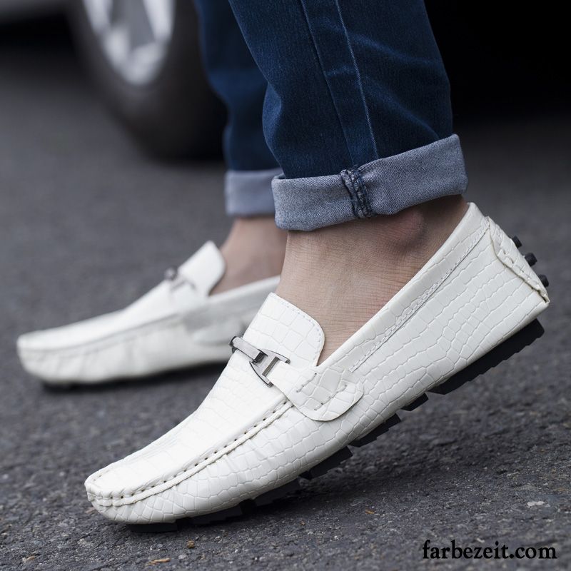 Elegant Schuhe Herren Jugend Faul Allgleiches Sommer Casual England Lederschue Slip-on Schuhe Trend