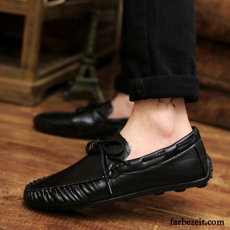 Elegant Schuhe Herren Jugend Faul Allgleiches Sommer Casual England Lederschue Slip-on Schuhe Trend