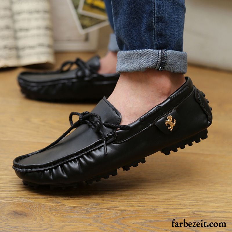 Elegant Schuhe Herren Jugend Faul Allgleiches Sommer Casual England Lederschue Slip-on Schuhe Trend