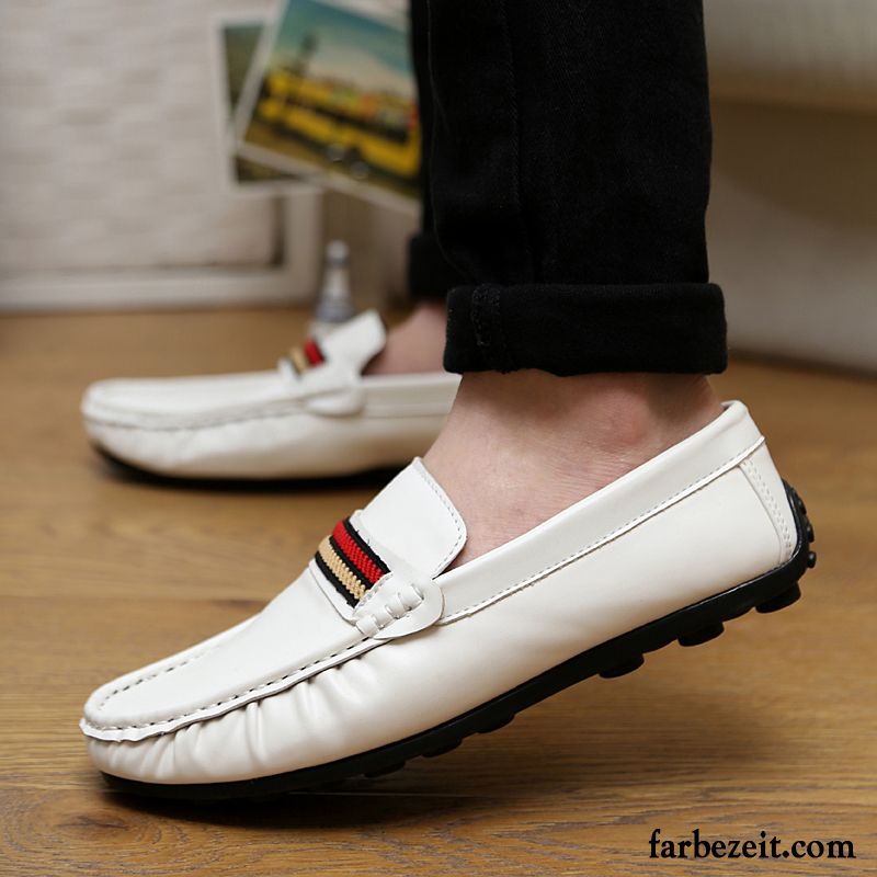 Elegant Schuhe Herren Jugend Faul Allgleiches Sommer Casual England Lederschue Slip-on Schuhe Trend