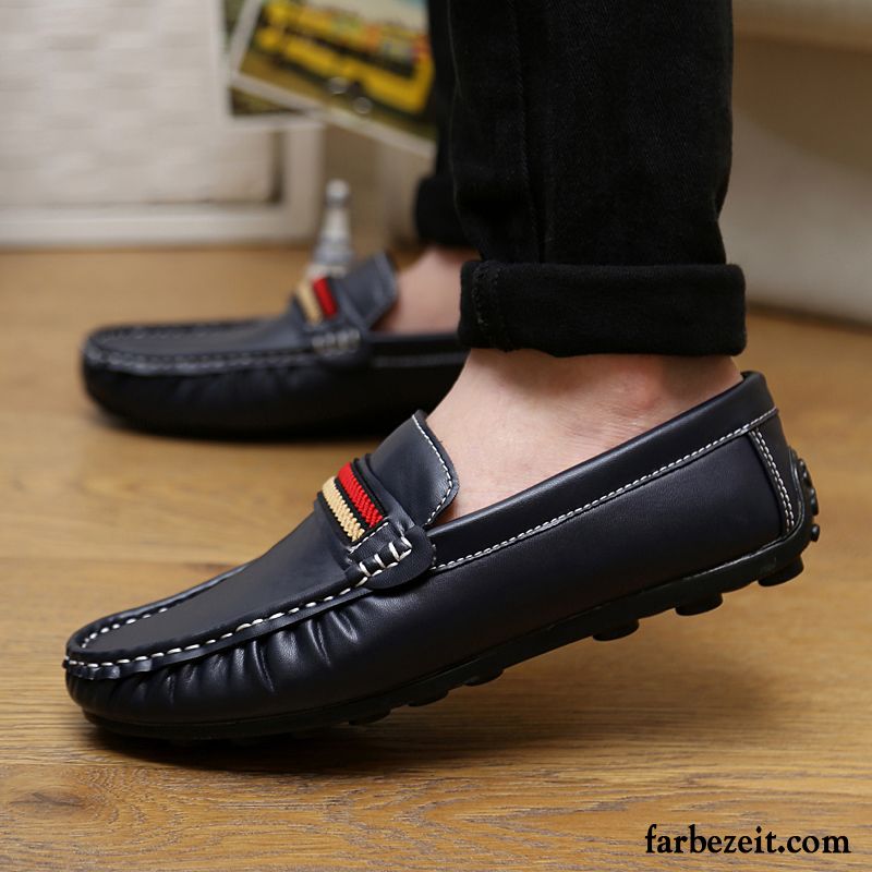 Elegant Schuhe Herren Jugend Faul Allgleiches Sommer Casual England Lederschue Slip-on Schuhe Trend