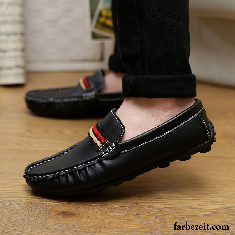 Elegant Schuhe Herren Jugend Faul Allgleiches Sommer Casual England Lederschue Slip-on Schuhe Trend