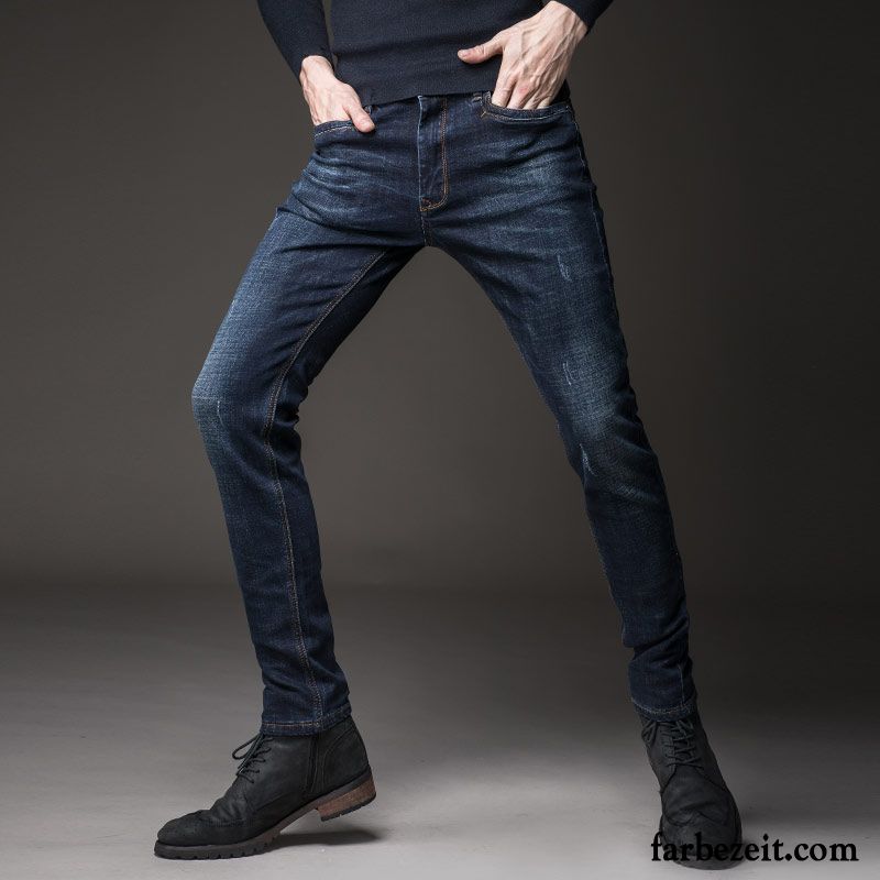 Enge Jeans Für Männer Gerade Schlank Trend Lange Dünn Jugend Herren Herbst Winter Hose Jeans Elastisch Verkaufen