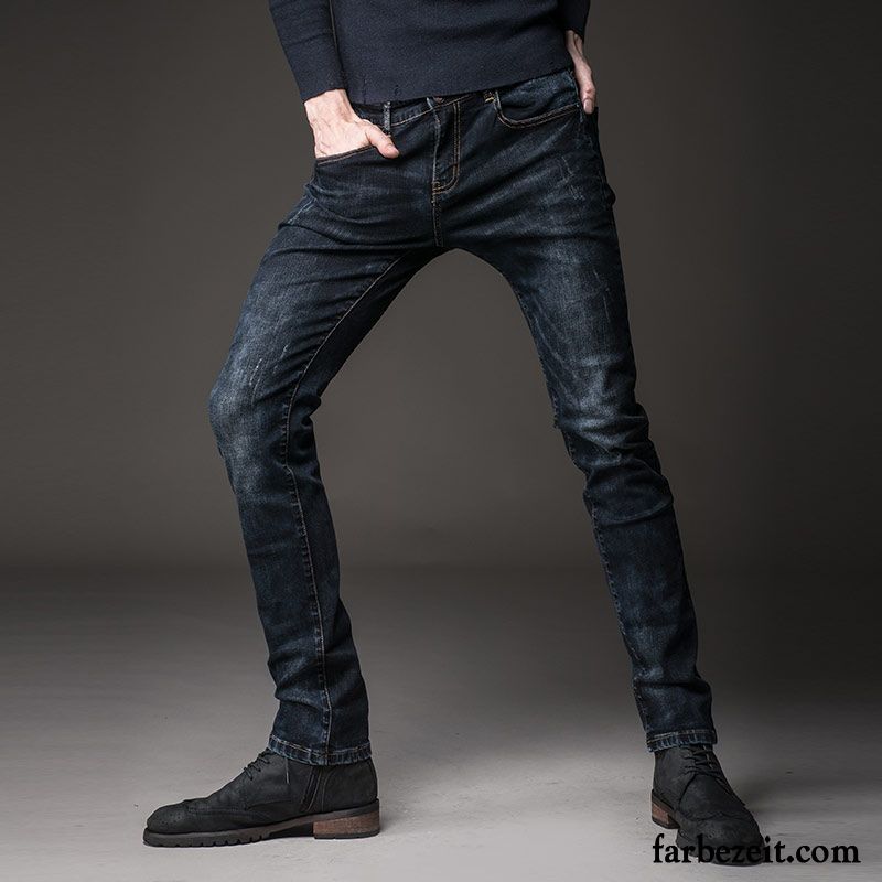 Enge Jeans Für Männer Gerade Schlank Trend Lange Dünn Jugend Herren Herbst Winter Hose Jeans Elastisch Verkaufen