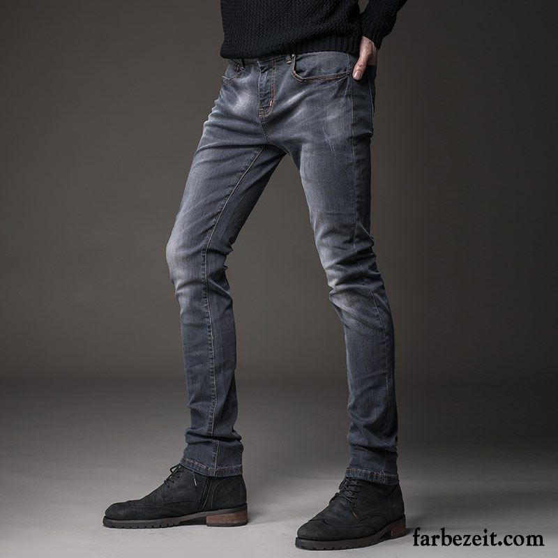 Enge Jeans Für Männer Gerade Schlank Trend Lange Dünn Jugend Herren Herbst Winter Hose Jeans Elastisch Verkaufen