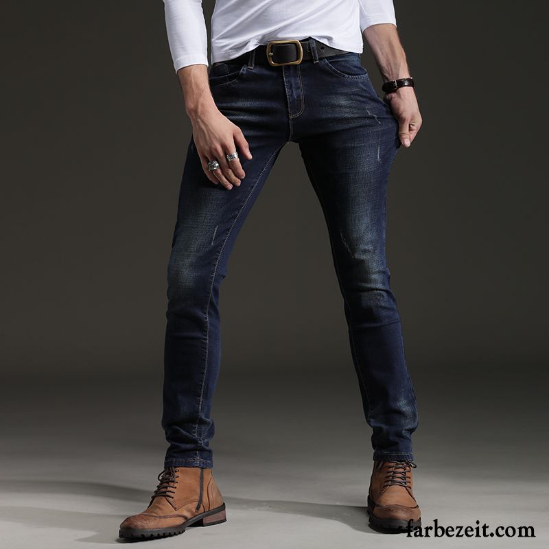 Enge Jeans Für Männer Gerade Schlank Trend Lange Dünn Jugend Herren Herbst Winter Hose Jeans Elastisch Verkaufen