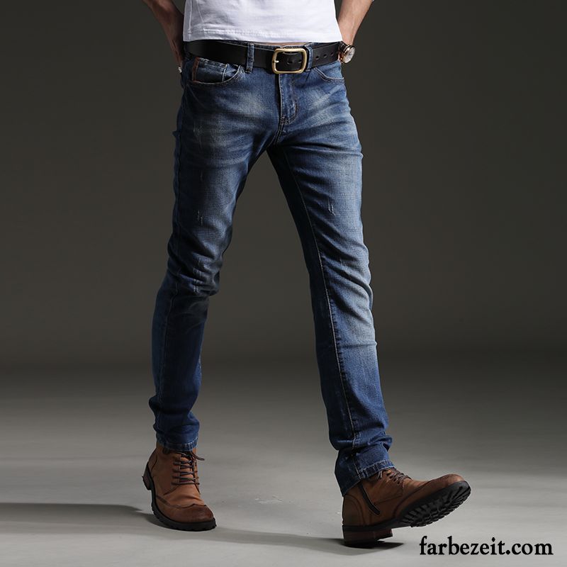 Enge Jeans Für Männer Gerade Schlank Trend Lange Dünn Jugend Herren Herbst Winter Hose Jeans Elastisch Verkaufen