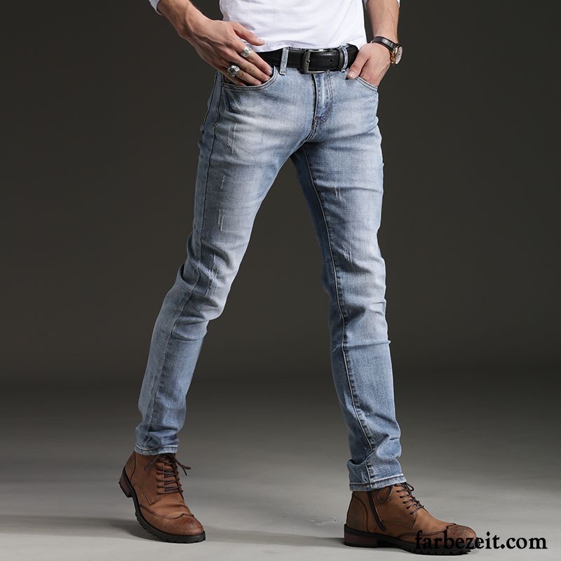 Enge Jeans Für Männer Gerade Schlank Trend Lange Dünn Jugend Herren Herbst Winter Hose Jeans Elastisch Verkaufen