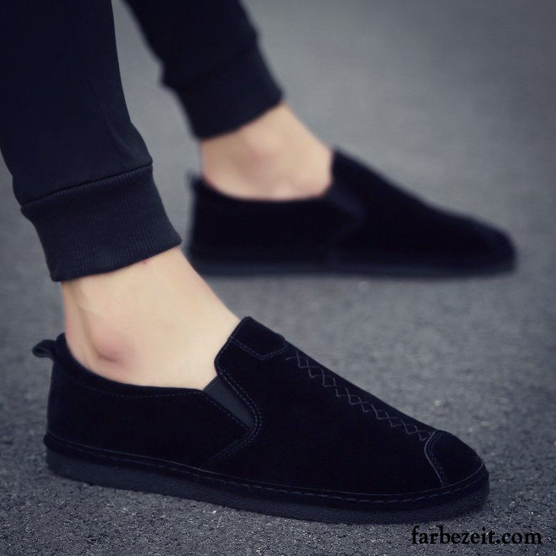 Exklusive Herrenschuhe Grau Schuhe Trend Schwarz Casual England Lederschue Faul Persönlichkeit Allgleiches Herren Slip-on