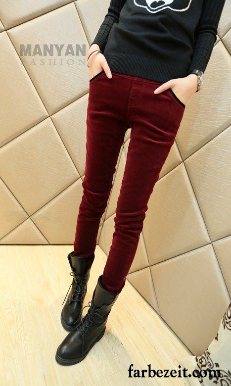 Farbige Hosen Damen Winter Trend Bleistift Hose Freizeit Outwear Herbst Leggings Unter Dünn Plus Samt Neu Sale