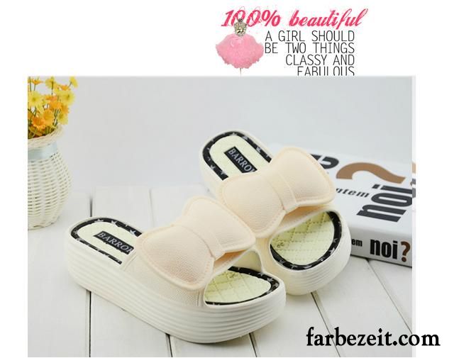 Filzpantoffeln Damen Keilschuhe Hausschuhe Bogen Dicke Sohle Sommer Casual Pantolette Rutschsicher Kaufen