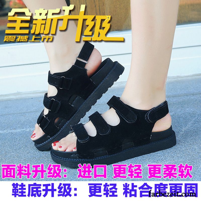 Flip Flop Sandalen Damen Sandalen Schüler Flache Schuhe Dicke Sohle Allgleiches Rom Neue Sommer Klettverschluss Günstig