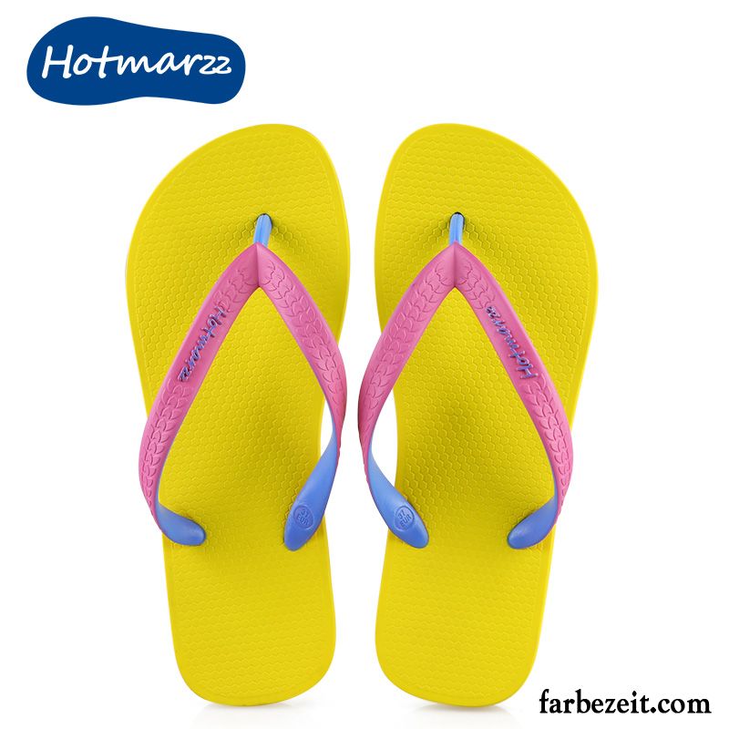 Flip Flops Damen Flache Casual Lovers Sommer Rutschsicher Hausschuhe Sandfarben Blau