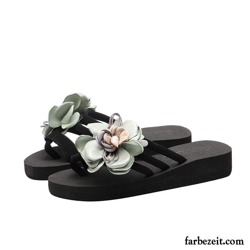 Flip Flops Damen Hausschuhe Dicke Sohle Sommer Allgleiches Mode Sandalen Grün