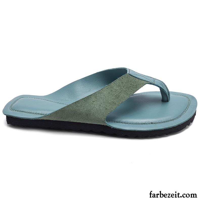 Flip Flops Damen Leder Sommer Neue Flache Schuhe Hausschuhe Sandfarben Schwarz