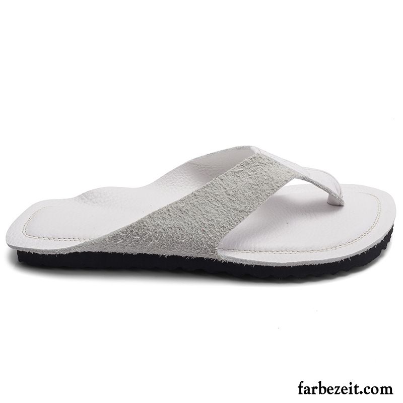 Flip Flops Damen Leder Sommer Neue Flache Schuhe Hausschuhe Sandfarben Schwarz