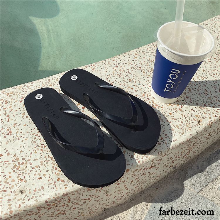 Flip Flops Damen Rutschsicher Hausschuhe Sommer Dicke Sohle Grün Sandfarben Rot