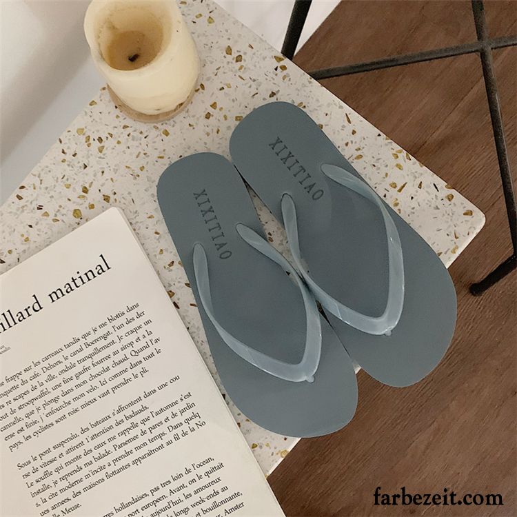 Flip Flops Damen Rutschsicher Hausschuhe Sommer Dicke Sohle Grün Sandfarben Rot