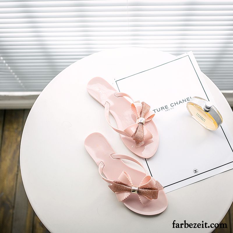 Flip Flops Damen Sommer Schuhe Neue Persönlichkeit Einfach Mode Sandfarben Rosa