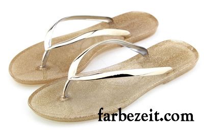 Flip Flops Damen Trend Flache Kristall Casual Kostenloser Versand Neue Sandfarben Schwarz