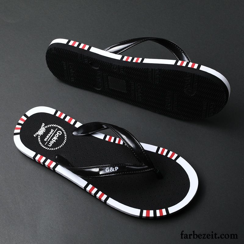 Flip Flops Herren Casual Draussen Trend Rutschsicher Persönlichkeit Hausschuhe Sandfarben Schwarz