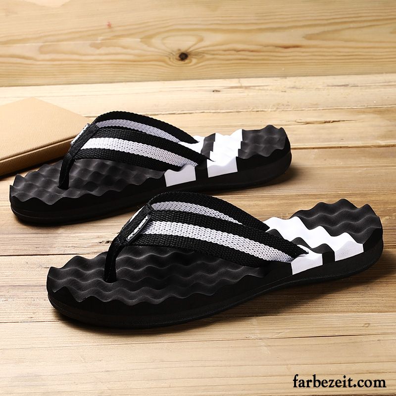 Flip Flops Herren Casual Persönlichkeit Rutschsicher Schuhe Hausschuhe Trend Sandfarben Weiß