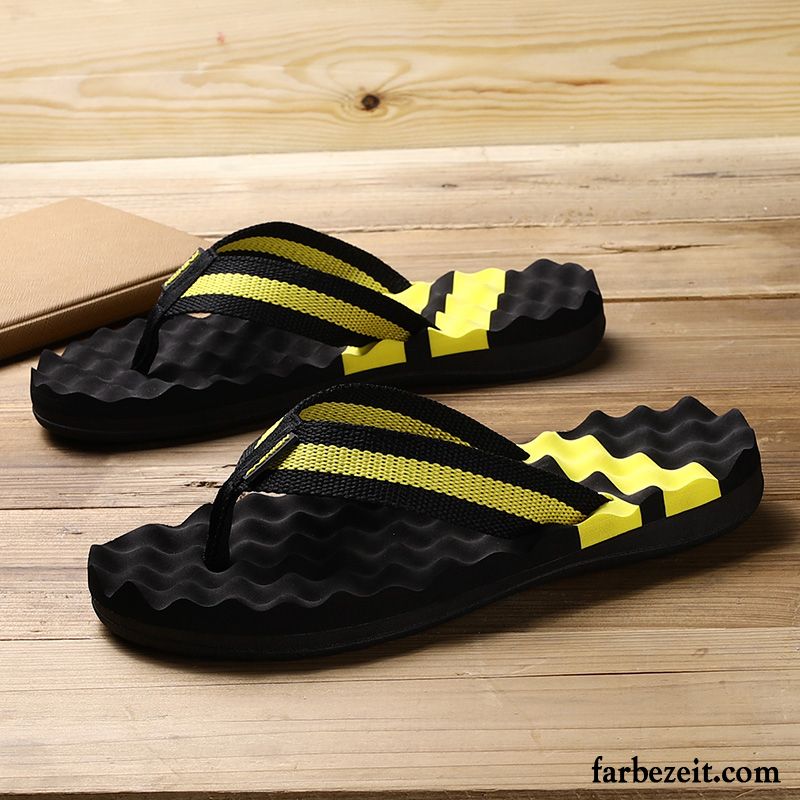 Flip Flops Herren Casual Persönlichkeit Rutschsicher Schuhe Hausschuhe Trend Sandfarben Weiß