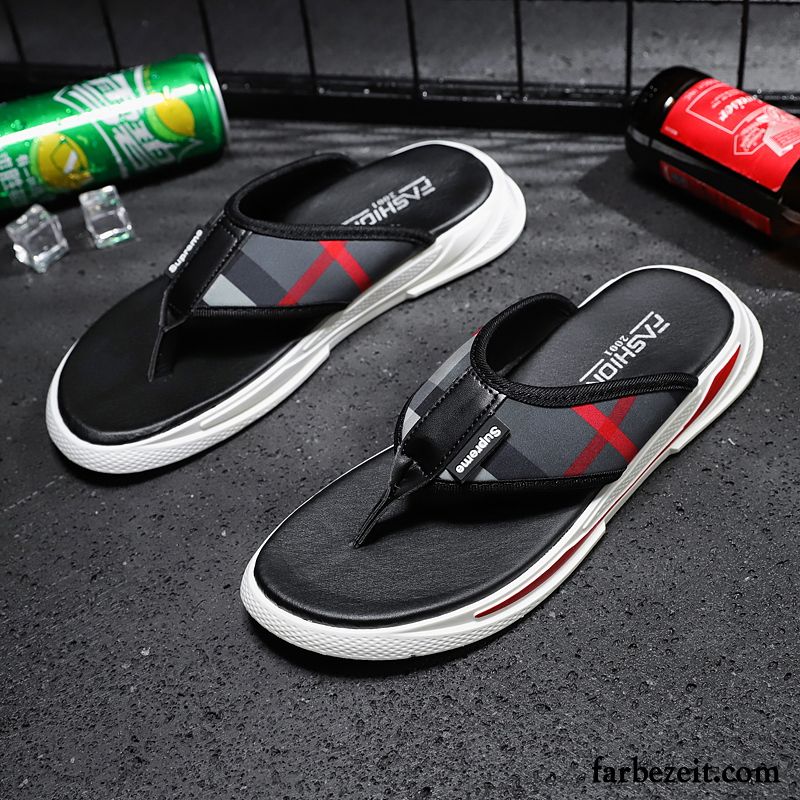 Flip Flops Herren Casual Rutschsicher Mode Trend Sommer Allgleiches Sandfarben Schwarz