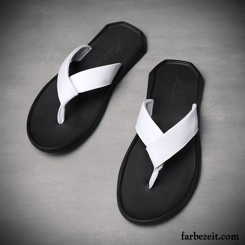 Flip Flops Herren Dicke Sohle Casual Sommer Hausschuhe Trend Rutschsicher Sandfarben Weiß