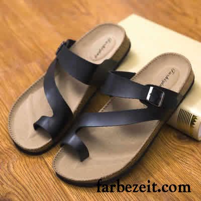 Flip Flops Herren Große Größe Pantolette Rutschsicher Sommer Trend Sandalen Sandfarben Weiß