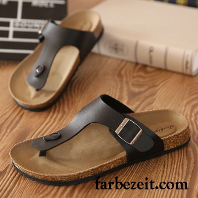 Flip Flops Herren Große Größe Pantolette Rutschsicher Sommer Trend Sandalen Sandfarben Weiß