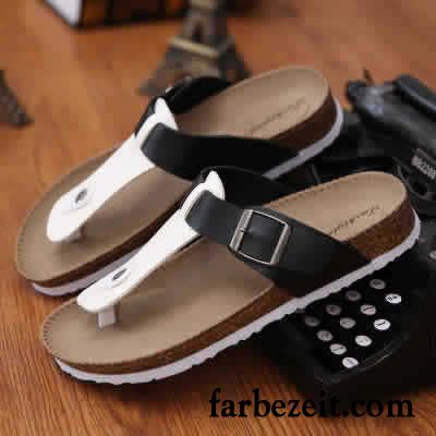 Flip Flops Herren Große Größe Pantolette Rutschsicher Sommer Trend Sandalen Sandfarben Weiß