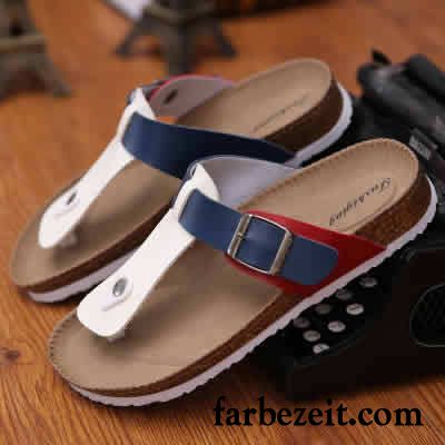 Flip Flops Herren Große Größe Pantolette Rutschsicher Sommer Trend Sandalen Sandfarben Weiß