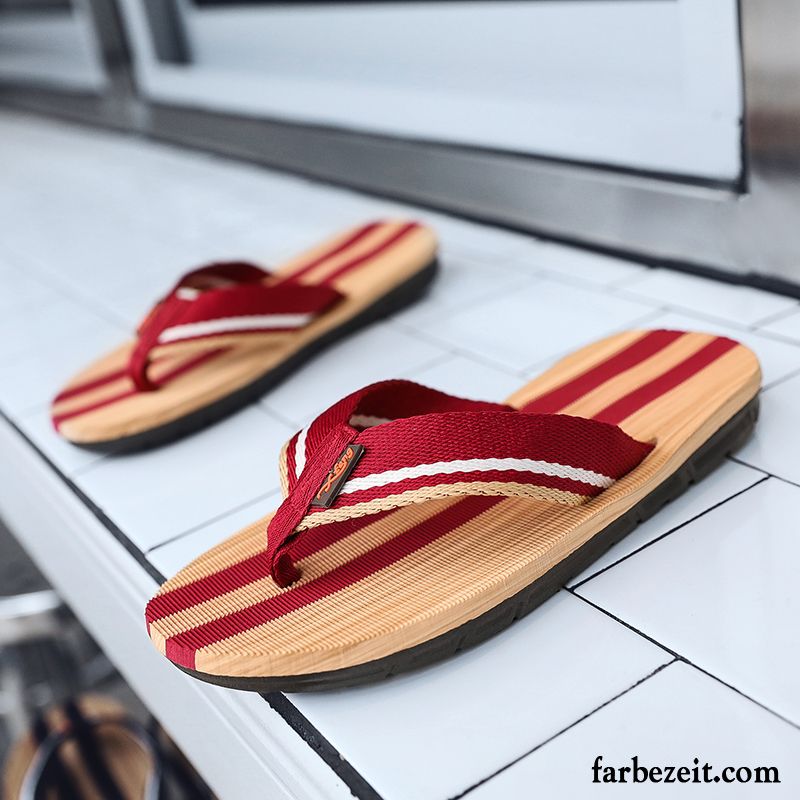 Flip Flops Herren Gummi Casual Rutschsicher Draussen Trend Sommer Sandfarben Schwarz Rot