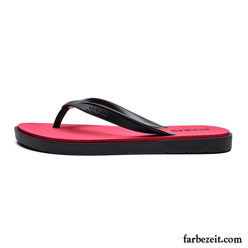 Flip Flops Herren Gummi Casual Rutschsicher Draussen Trend Sommer Sandfarben Schwarz Rot