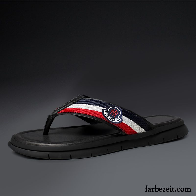 Flip Flops Herren Hausschuhe Echtleder Casual Persönlichkeit Sommer Mode Sandfarben Schwarz