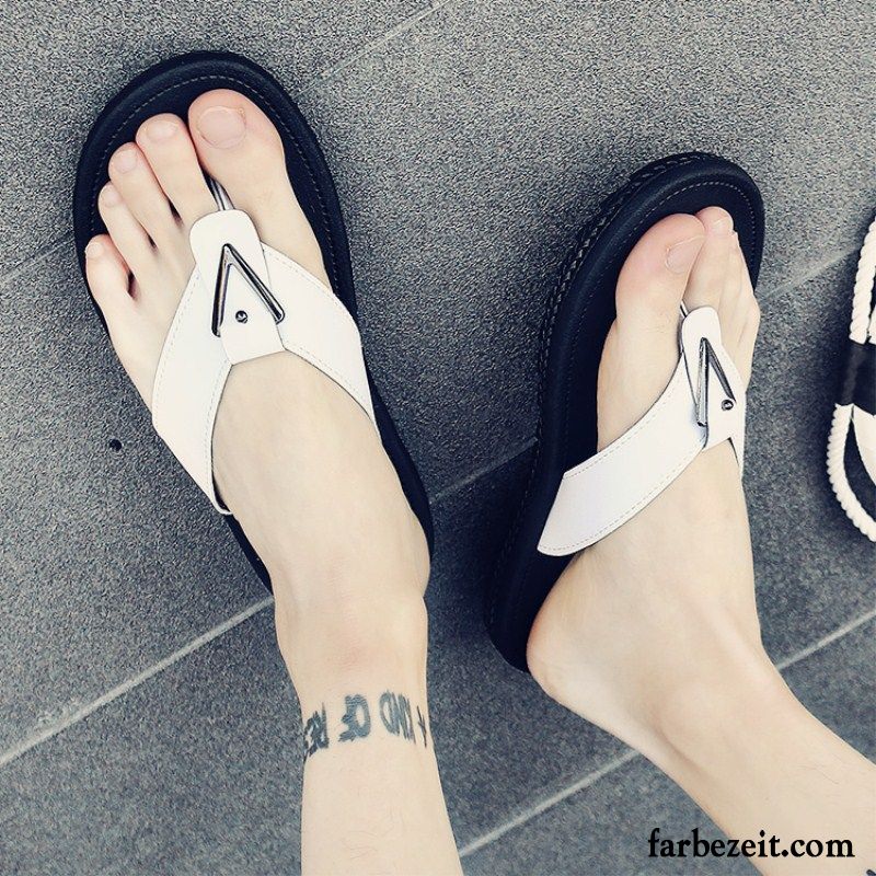 Flip Flops Herren Hausschuhe Rutschsicher Sommer Sandalen Persönlichkeit Trend Sandfarben Rot