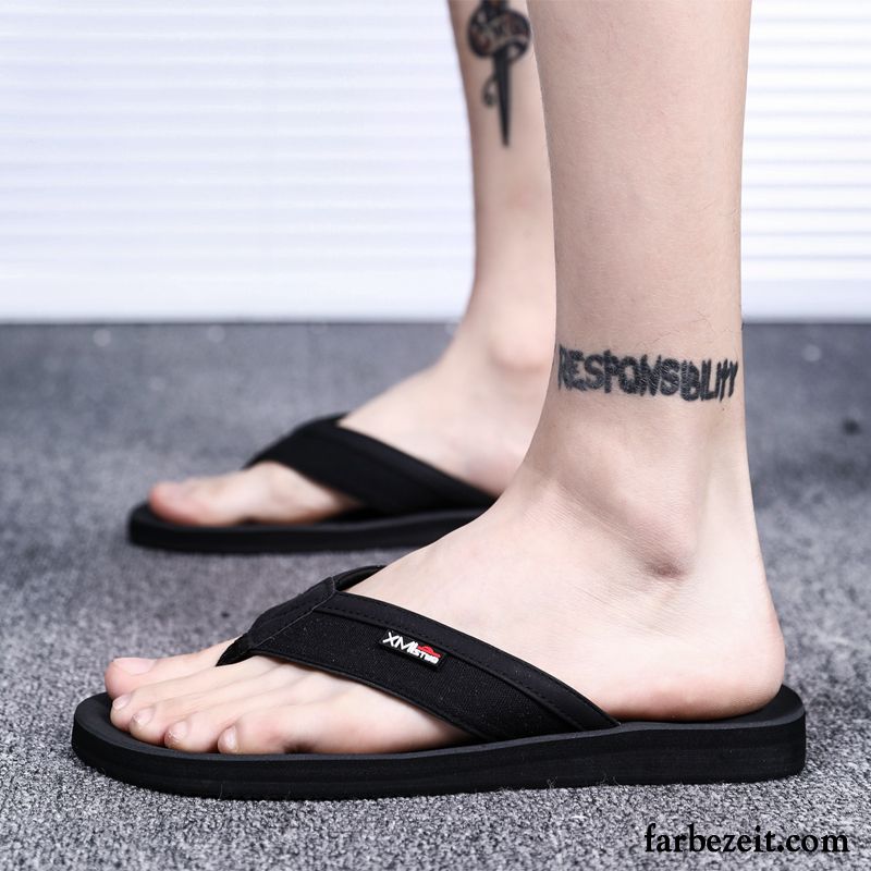 Flip Flops Herren Hausschuhe Sommer Mode Streifen Persönlichkeit Rutschsicher Sandfarben Braun