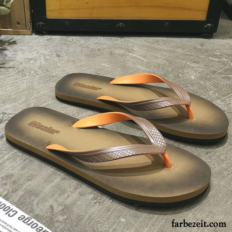 Flip Flops Herren Hausschuhe Sommer Rutschsicher Trend Persönlichkeit Mode Sandfarben Schwarz