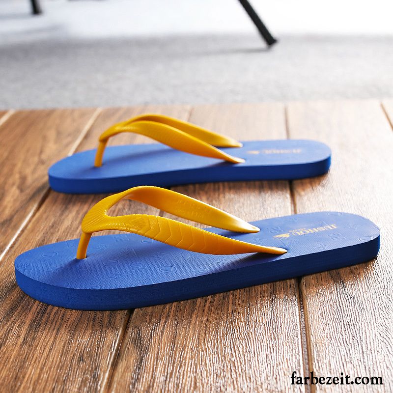 Flip Flops Herren Hausschuhe Trend Pantolette Sommer Persönlichkeit Mode Sandfarben Blau