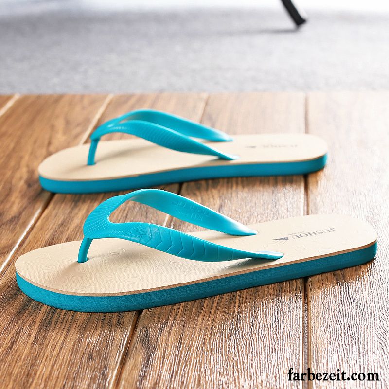 Flip Flops Herren Hausschuhe Trend Pantolette Sommer Persönlichkeit Mode Sandfarben Blau