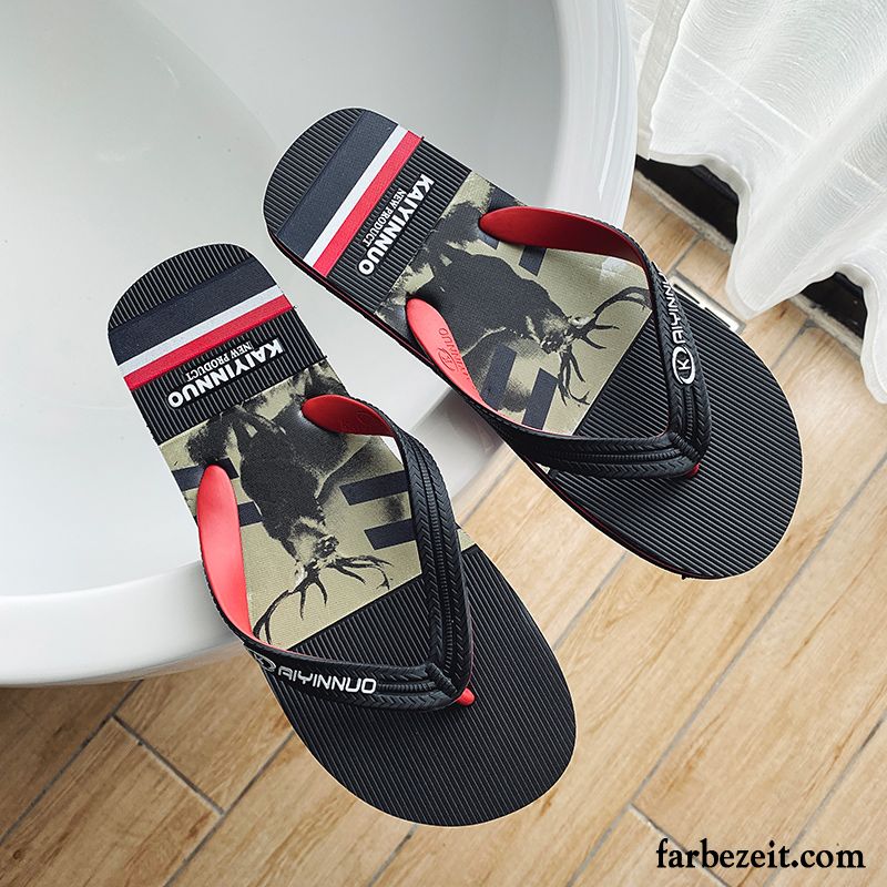 Flip Flops Herren Hausschuhe Trend Rutschsicher Neue Persönlichkeit Draussen Sandfarben Blau