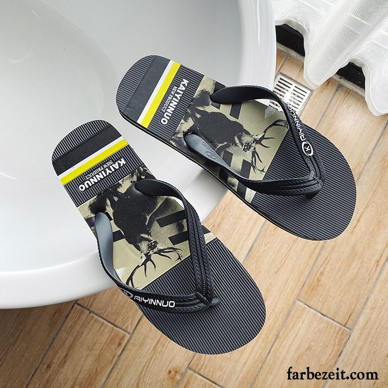 Flip Flops Herren Hausschuhe Trend Rutschsicher Neue Persönlichkeit Draussen Sandfarben Blau