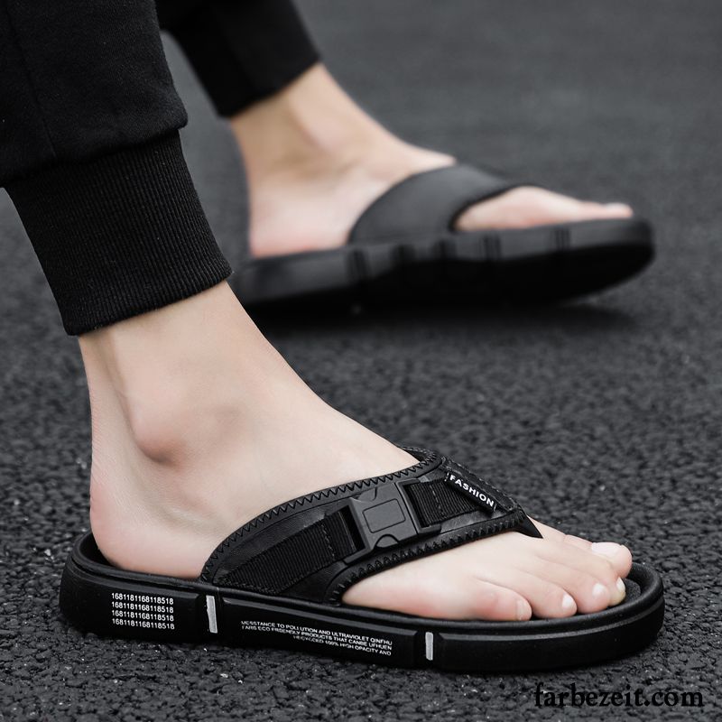 Flip Flops Herren Mode Neue Trend Sommer Rutschsicher Pantolette Sandfarben Schwarz