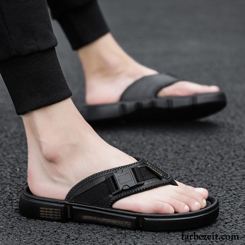 Flip Flops Herren Mode Neue Trend Sommer Rutschsicher Pantolette Sandfarben Schwarz