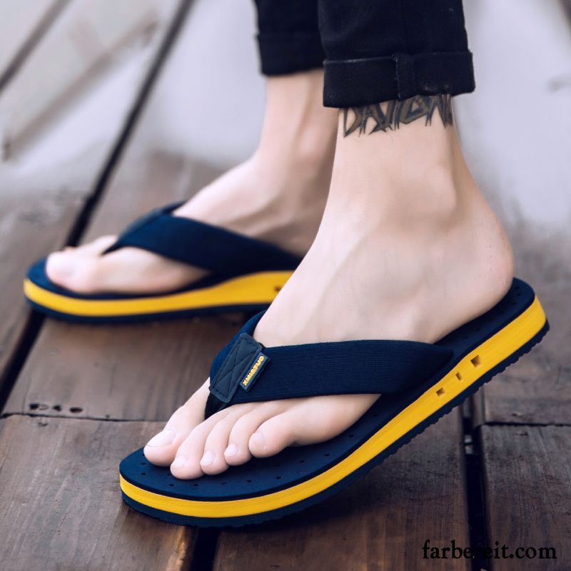 Flip Flops Herren Mode Schuhe Sommer Tragen Weiche Sohle Hausschuhe Grün Sandfarben