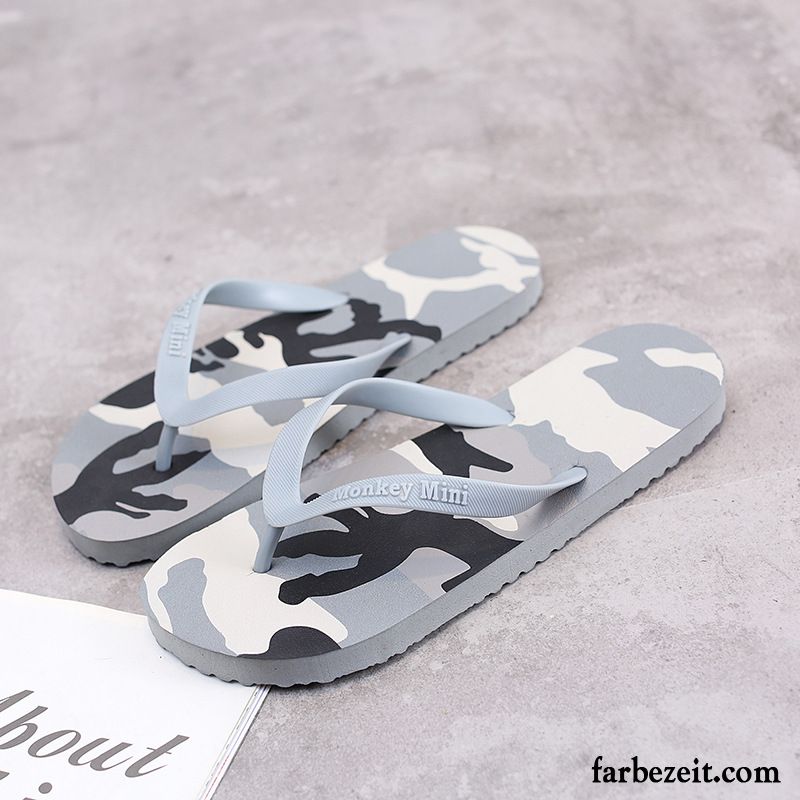 Flip Flops Herren Neue Hausschuhe Sommer Trend Rutschsicher Army Grün Camouflage Sandfarben