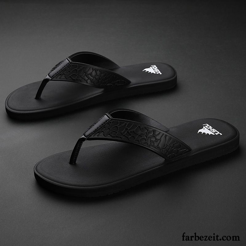 Flip Flops Herren Neue Rutschsicher Hausschuhe Sommer Draussen Persönlichkeit Sandfarben Schwarz