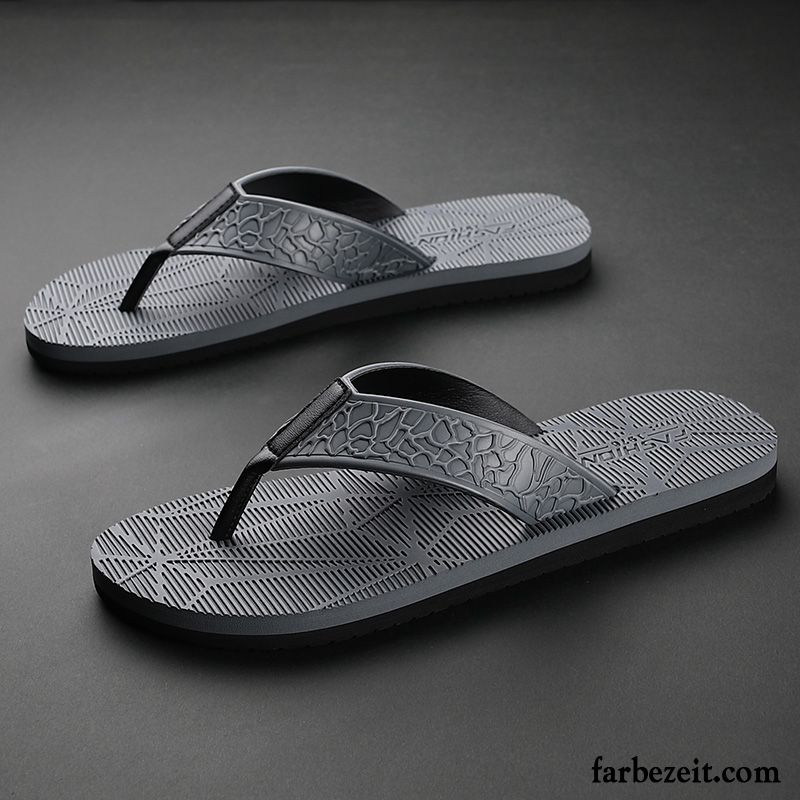 Flip Flops Herren Neue Rutschsicher Hausschuhe Sommer Draussen Persönlichkeit Sandfarben Schwarz